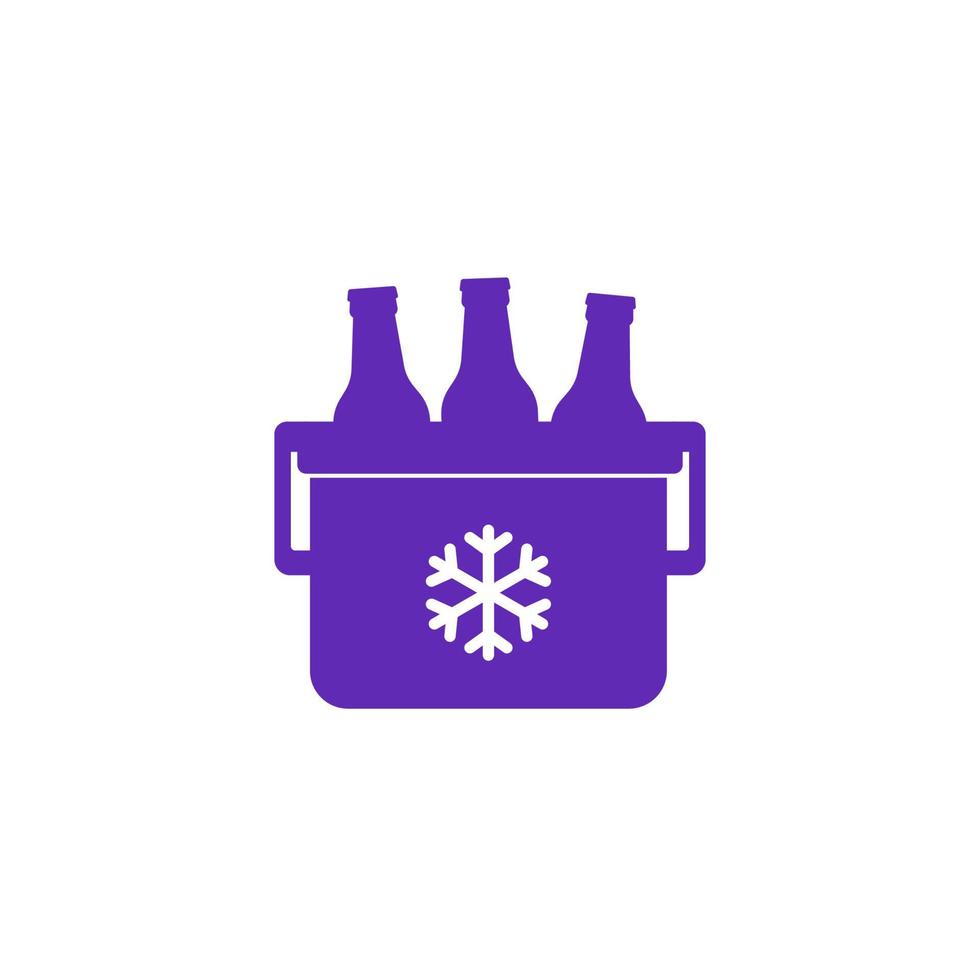 Portable ice cooler with soda vector icon on white