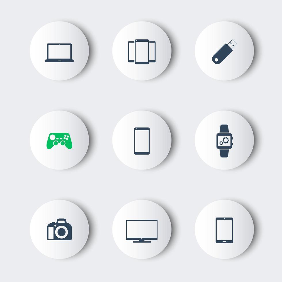 gadgets modernos iconos redondos vector