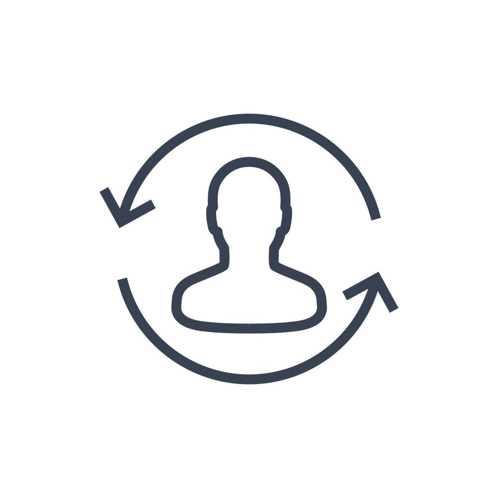 Returning customer line icon on white vector