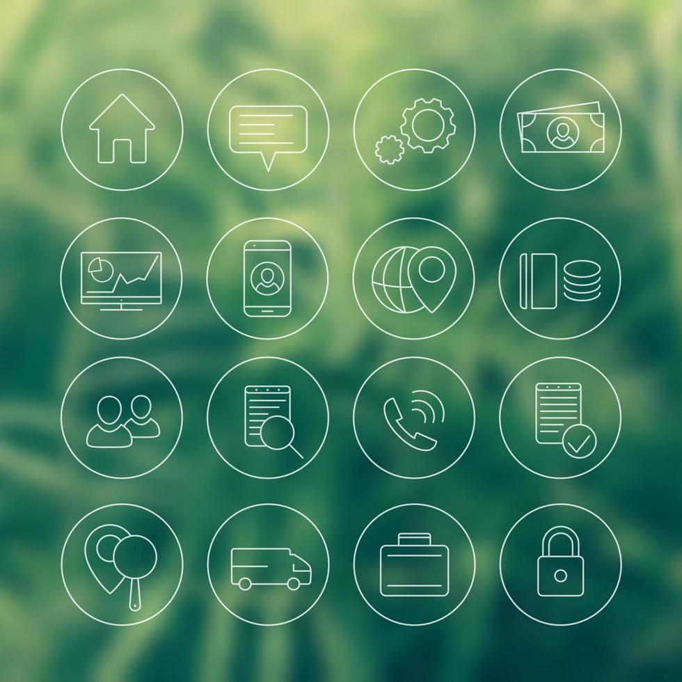 16 business, finance, enterprise line white icons, vector illustration