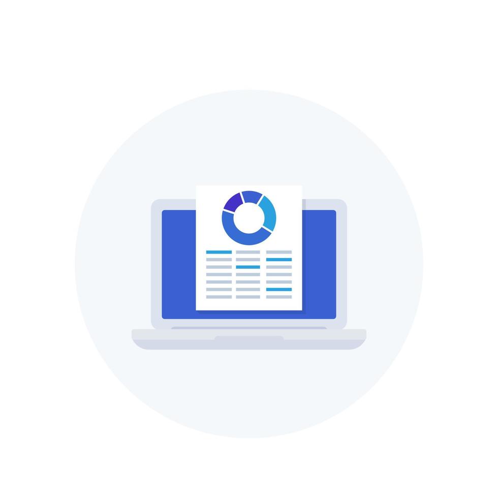 Data analytics, business intelligence, spreadsheet vector icon
