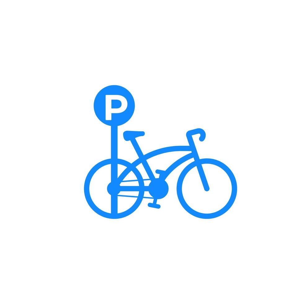 icono de lugar de estacionamiento de bicicletas en blanco vector