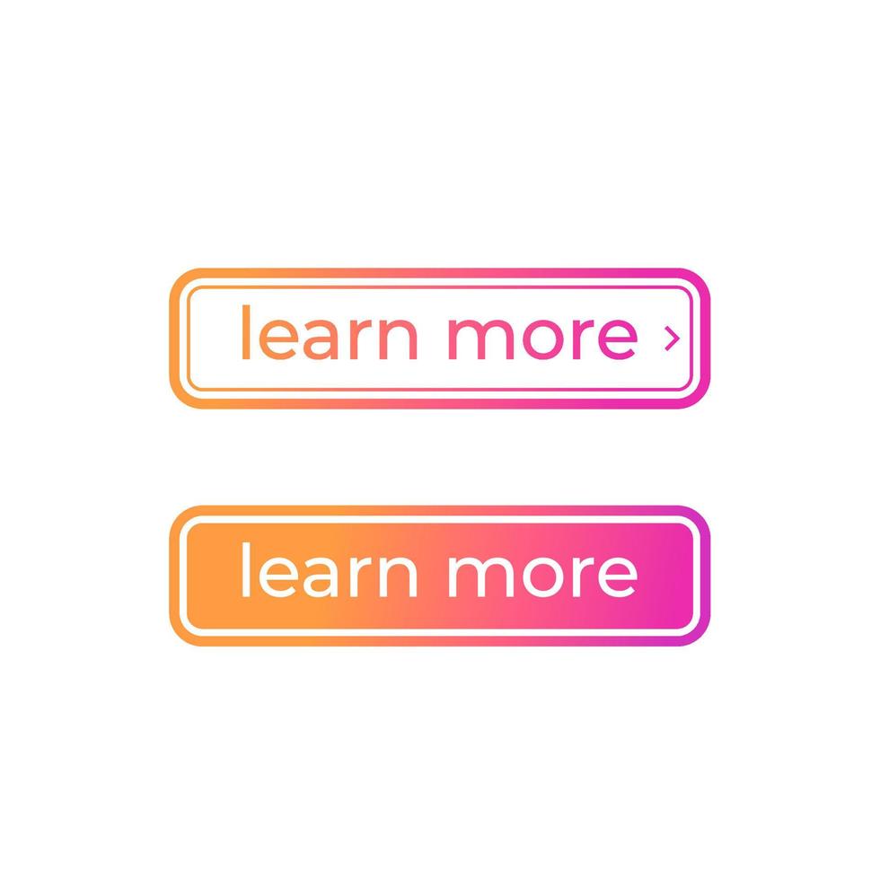 buttons for websites, learn more, vector
