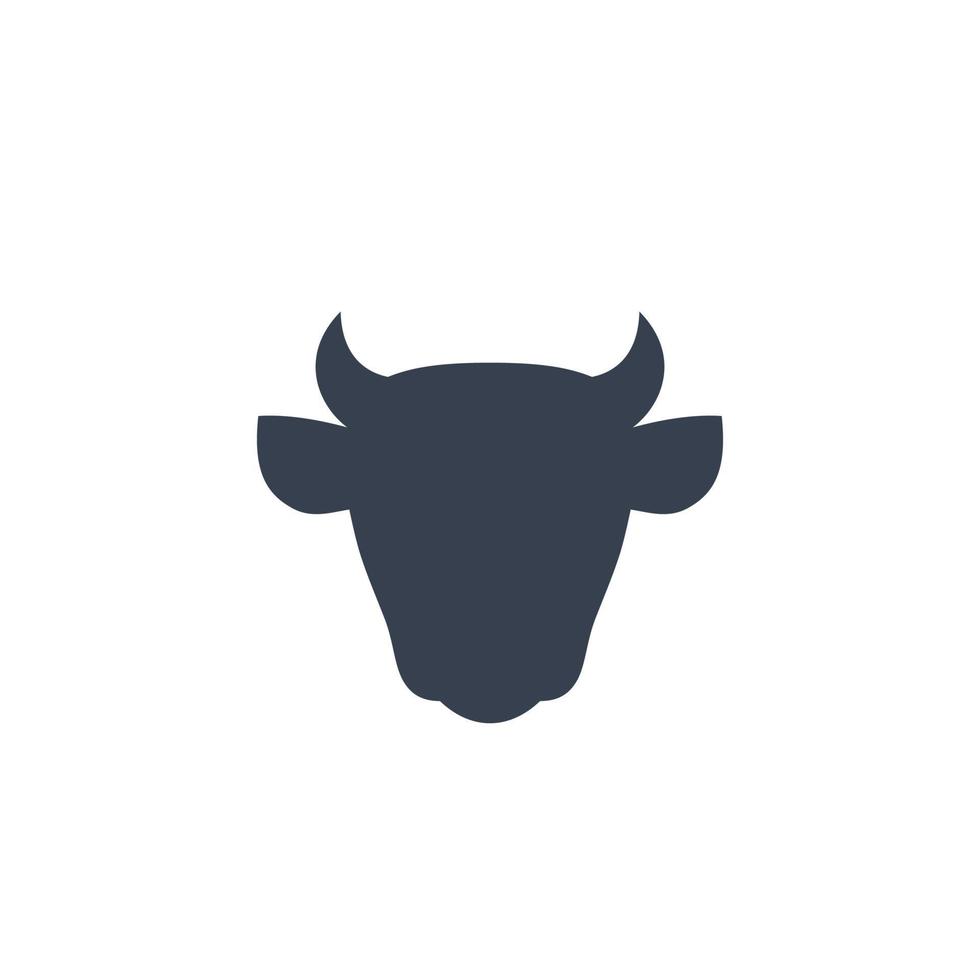 cattle icon, cow head front view, cattle farm logo on white vector