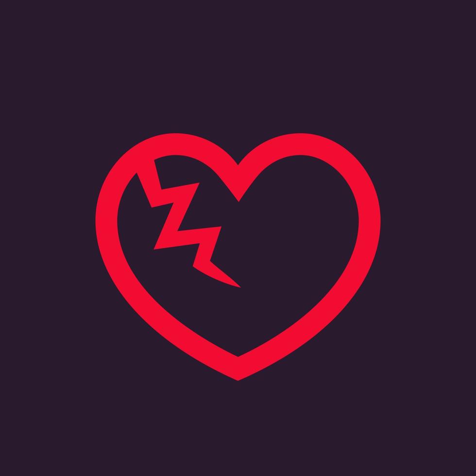 broken heart icon vector