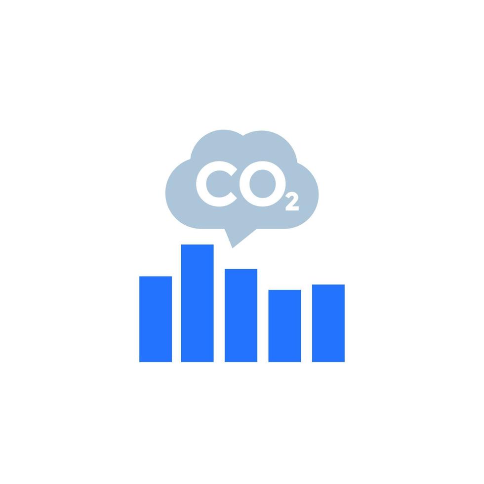 co2, carbon emissions levels chart icon vector
