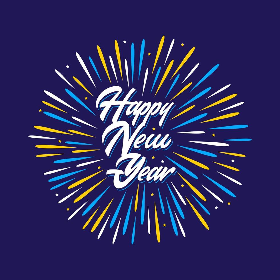 feliz año nuevo diseño de texto vector