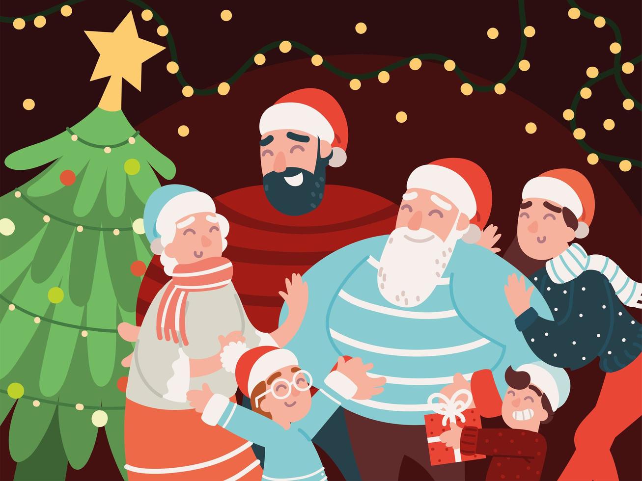 family christmas celebration vector