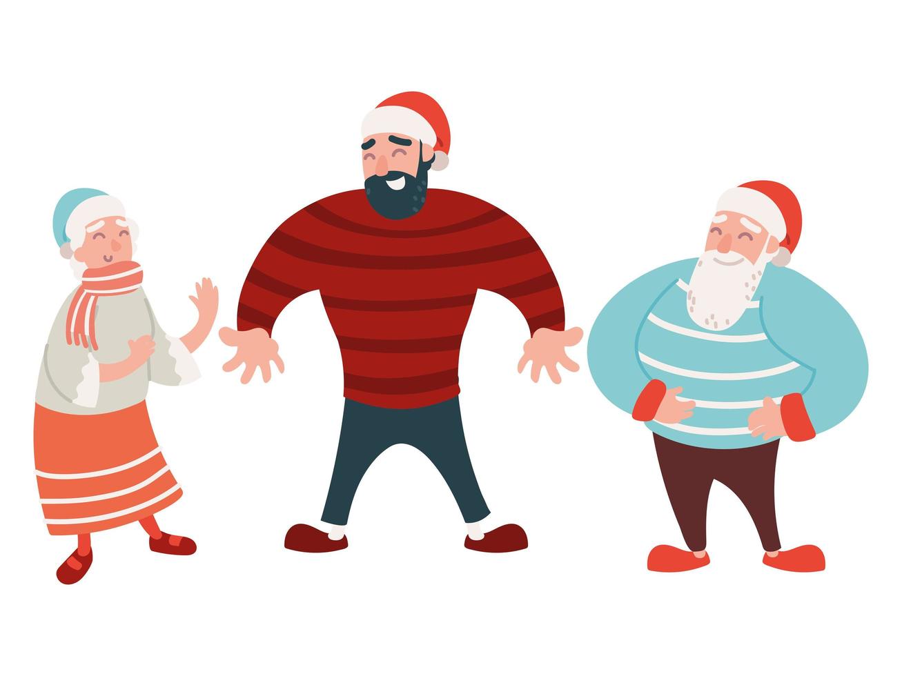 set people winter hat vector