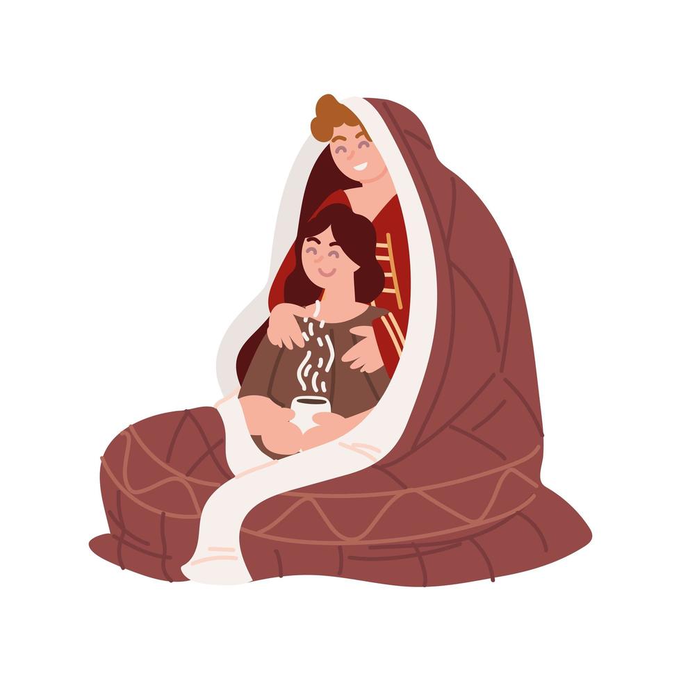 couple in warm blanket vector