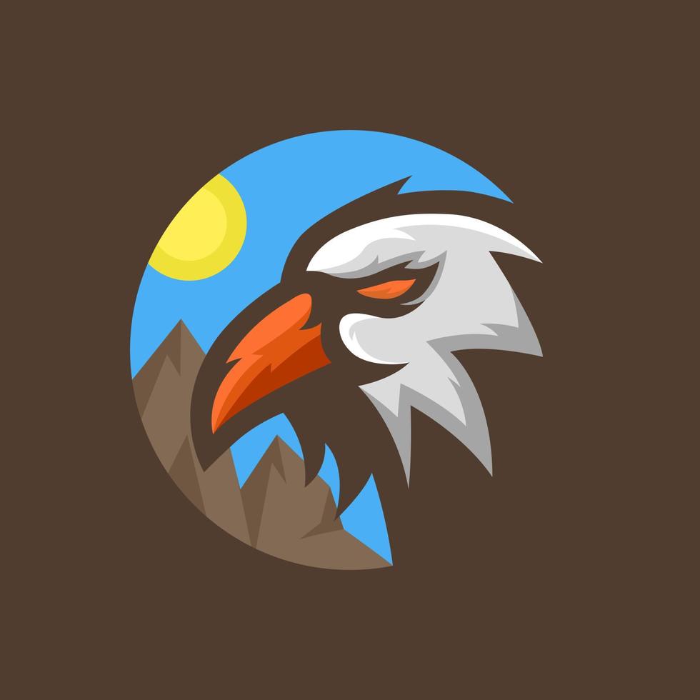 águila, con, montaña, plano de fondo, ilustración vector