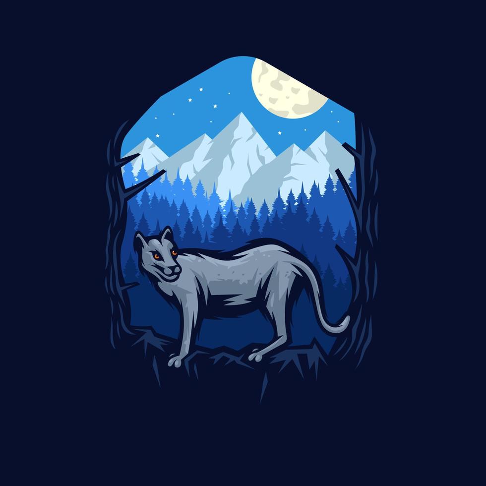 Black Panther In The Nature Vector Illustration