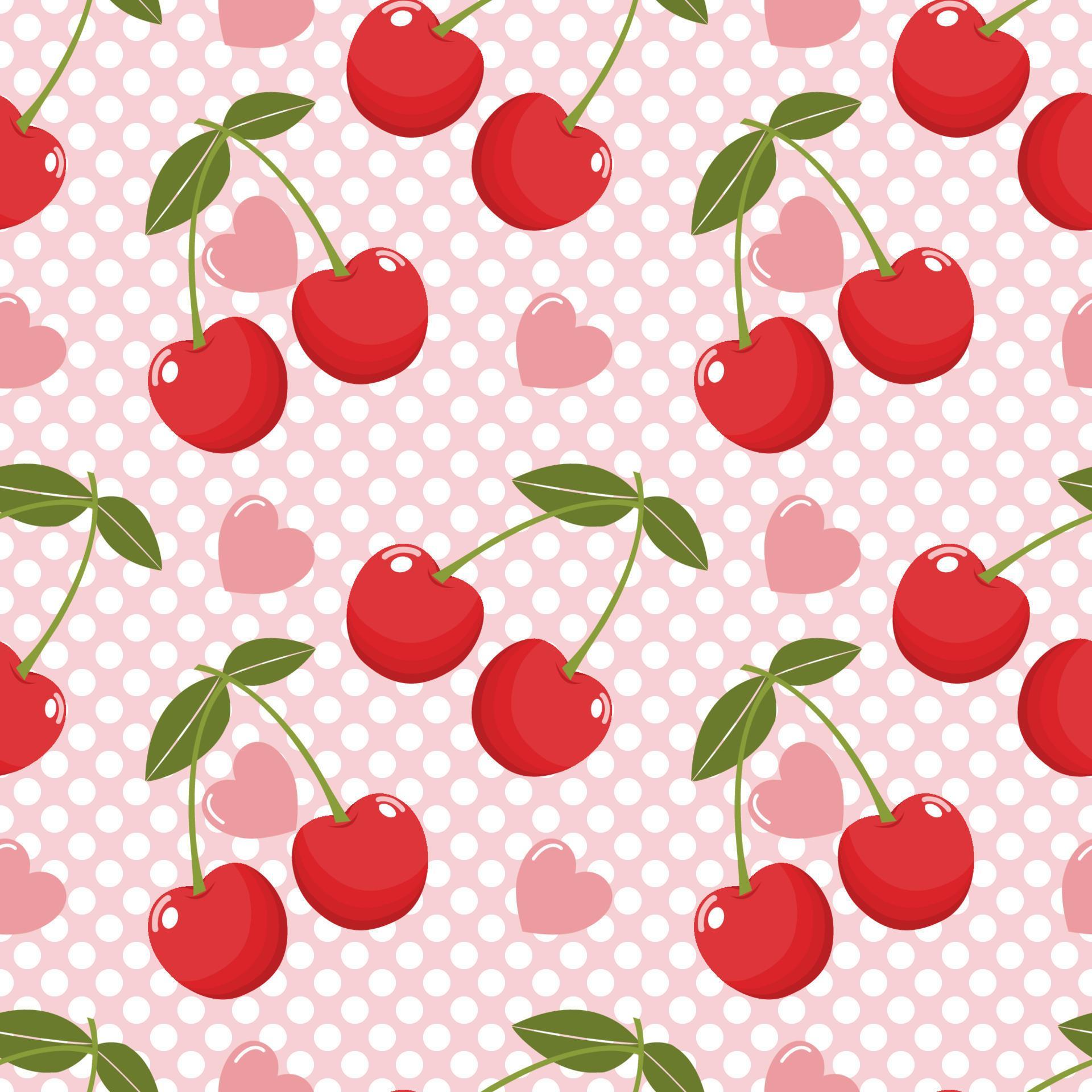 Cute cherry seamless pattern design for wrapping paper, vector textile