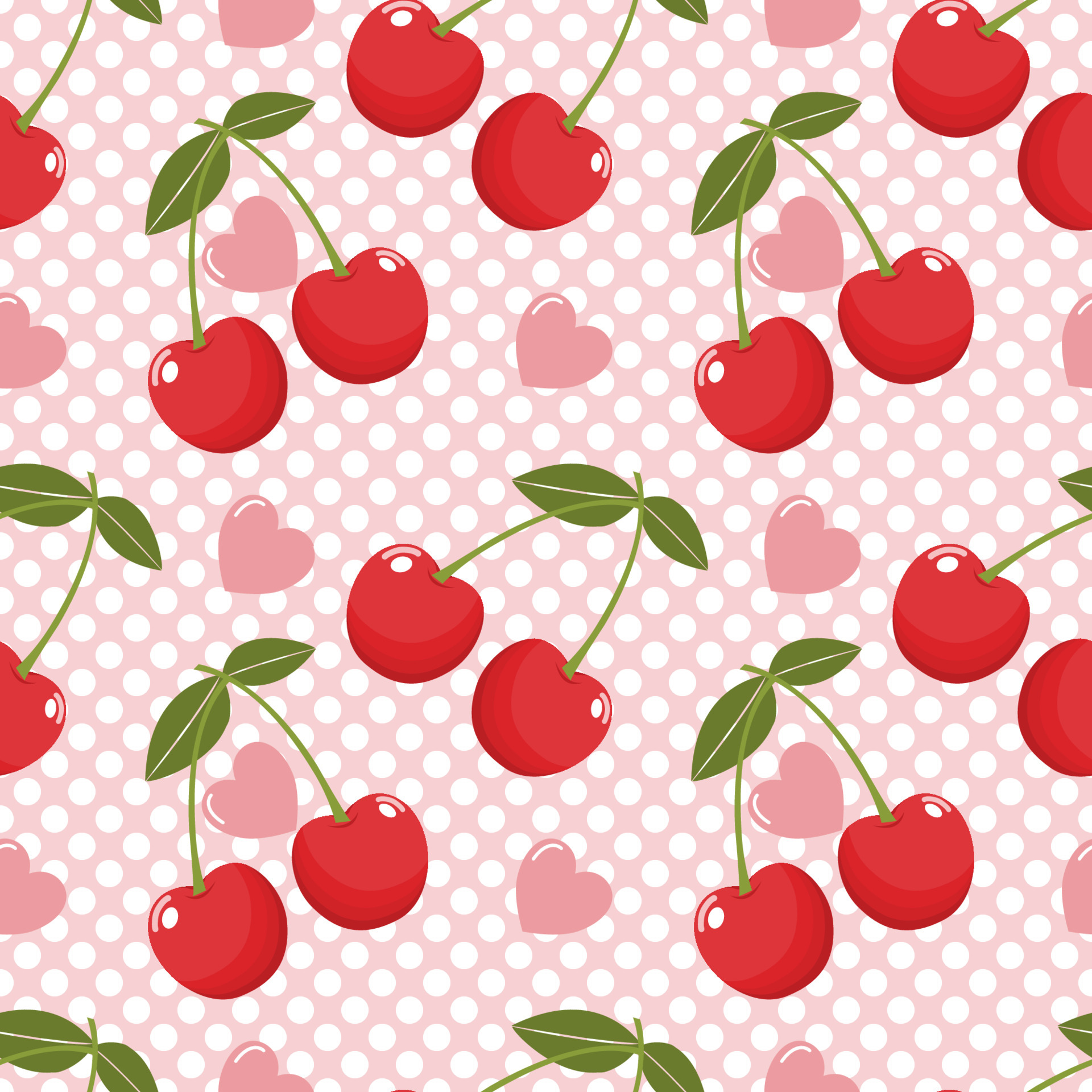 Cute cherry seamless pattern design for wrapping paper, vector textile