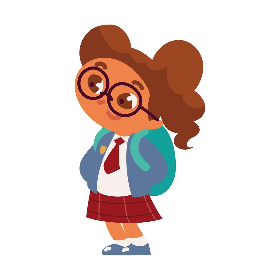 chica estudiante con gafas vector