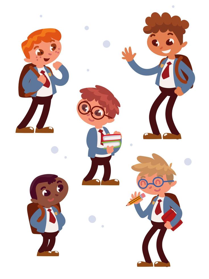 set of boys students vector