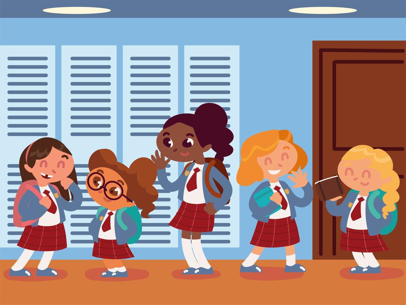 students girls in school vector