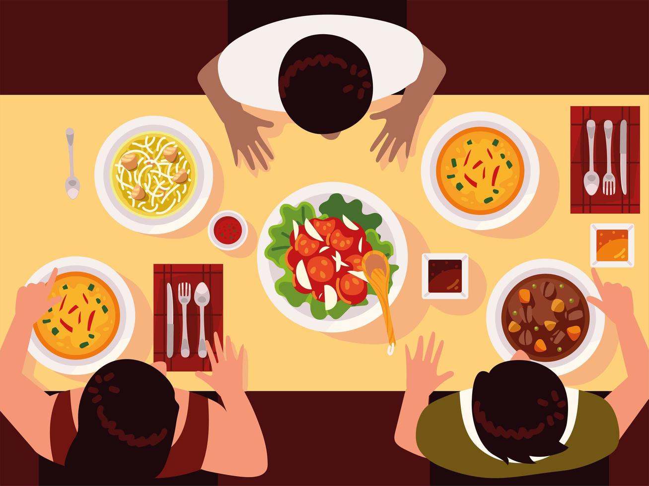 people communal table vector