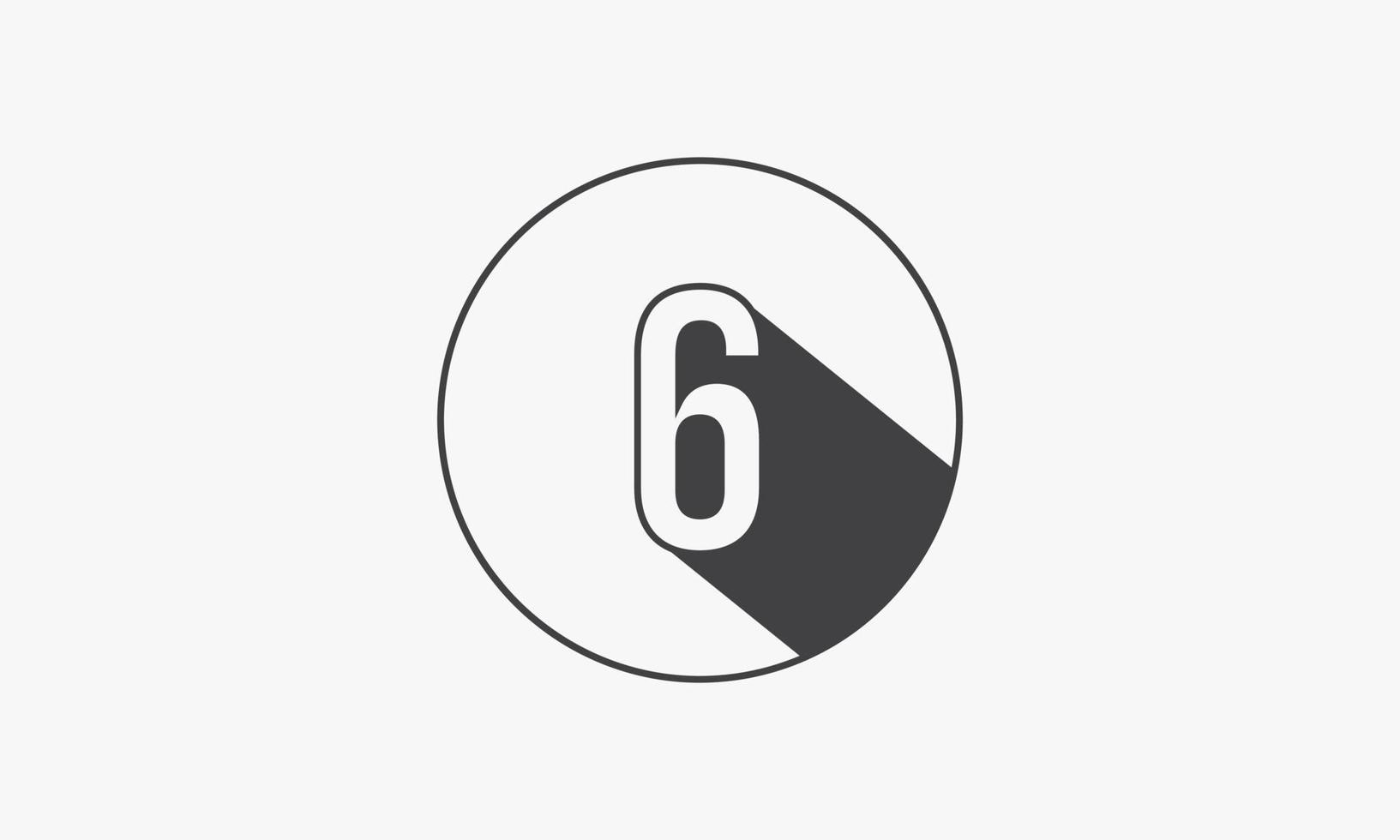 6 number circle line design flat vector. vector