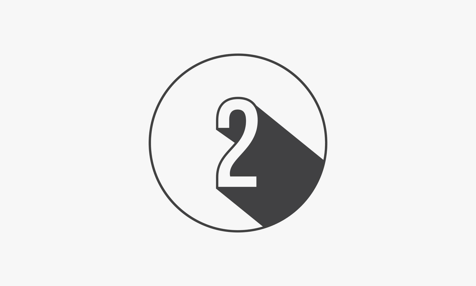 2 number circle line design flat vector. vector