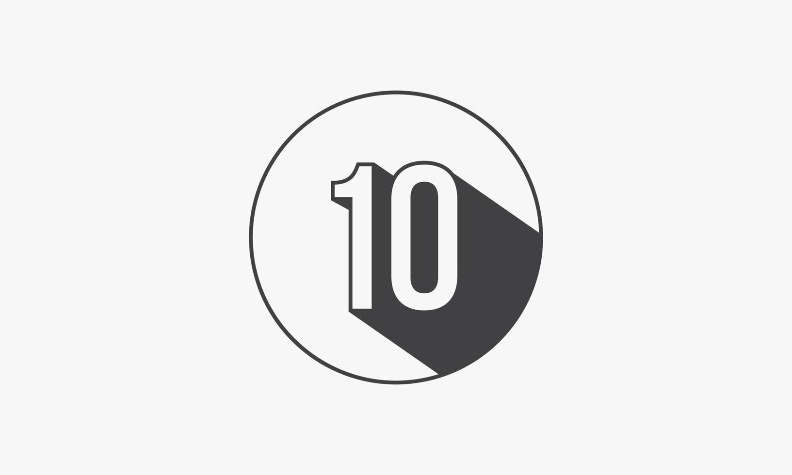 10 number circle line design flat vector. vector