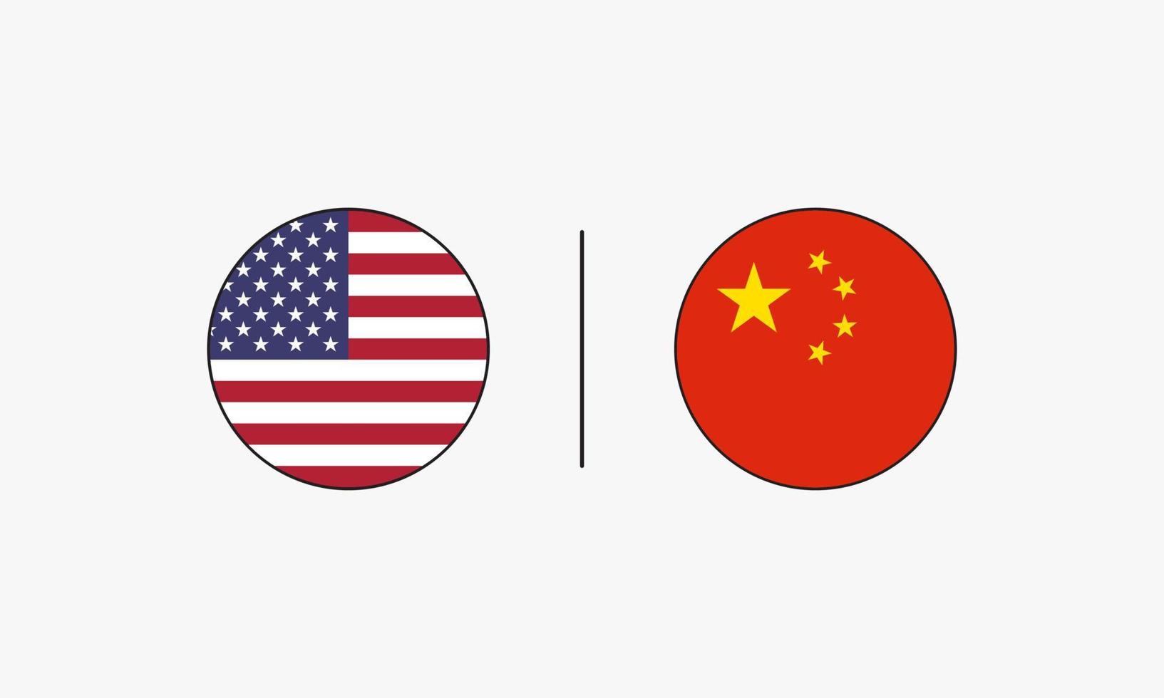 america and china flag. vector illustration. isolated on white background.