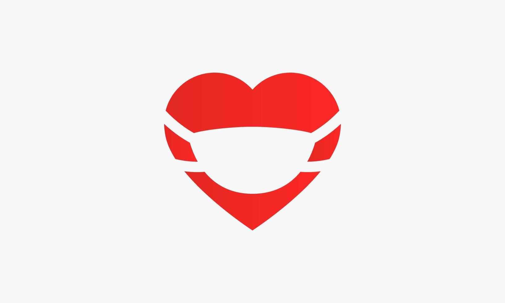 red heart medical mask icon vector illustration.