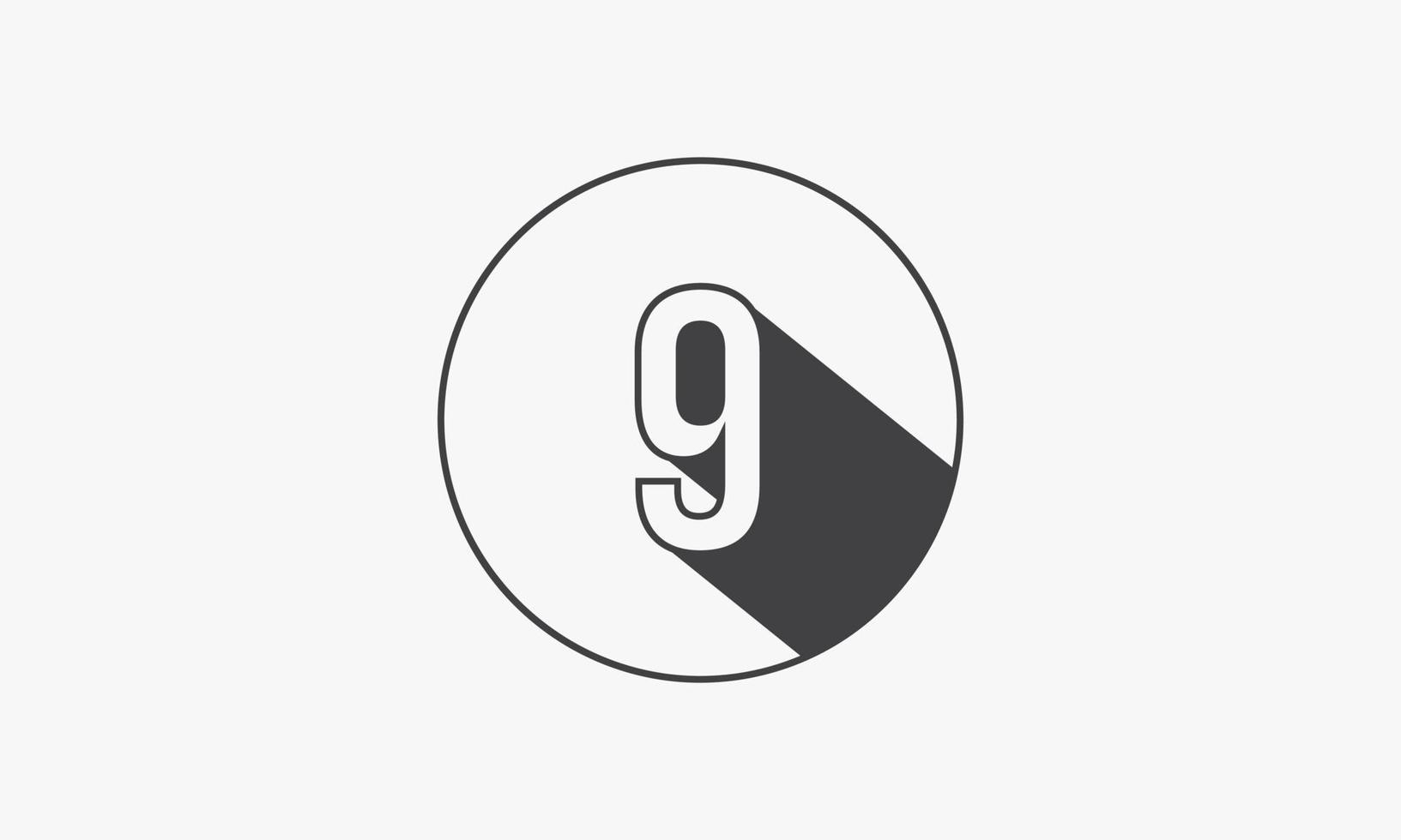 9 number circle line design flat vector. vector