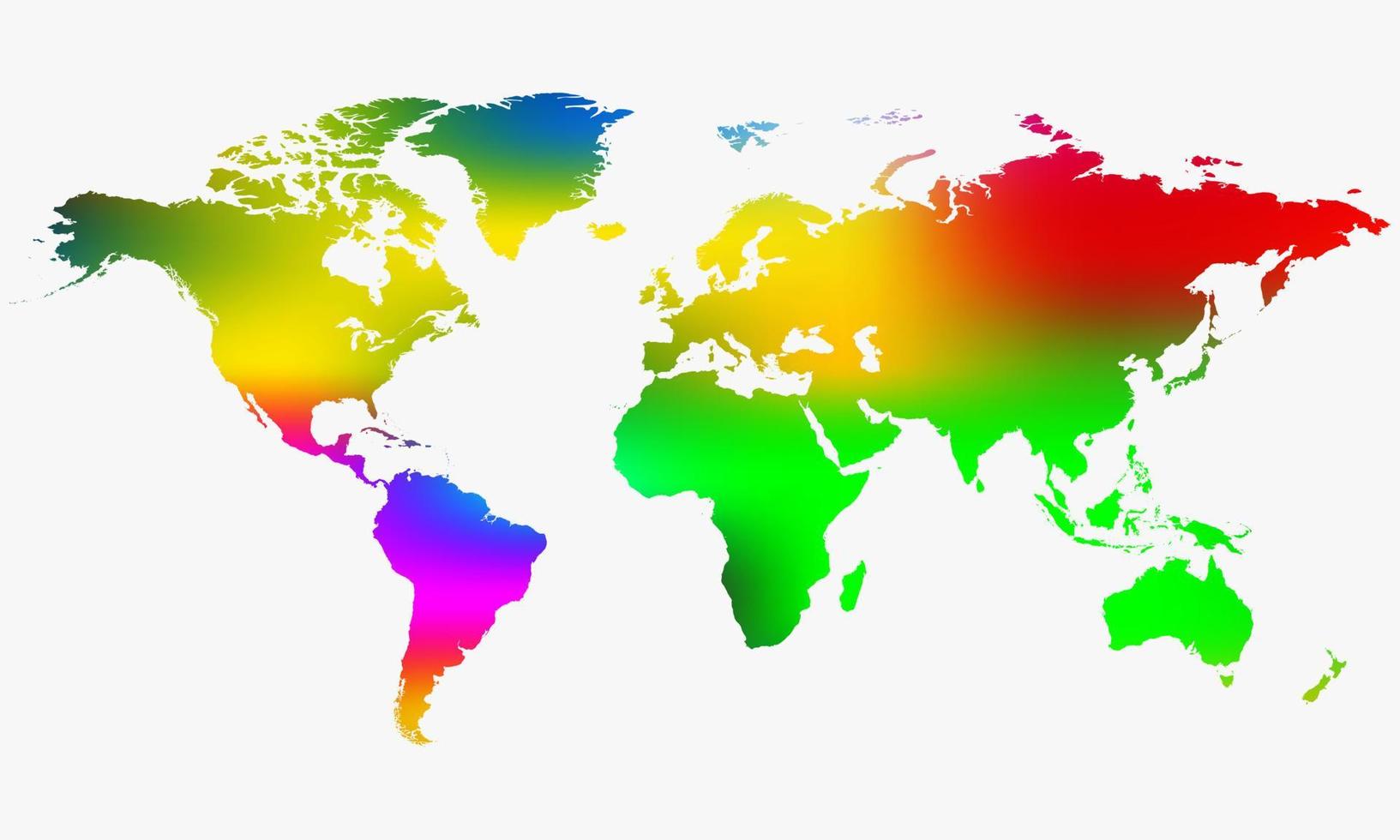 Ilustración colorida del mundo del mapa del arco iris. vector de diseño de geografía.