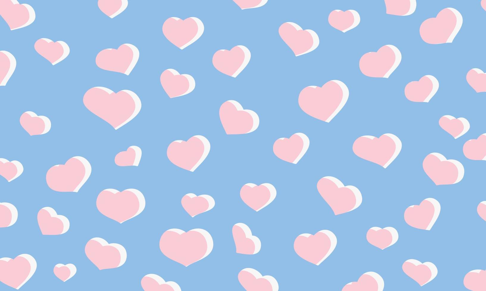 blue background with pink hearts vector design graphic.