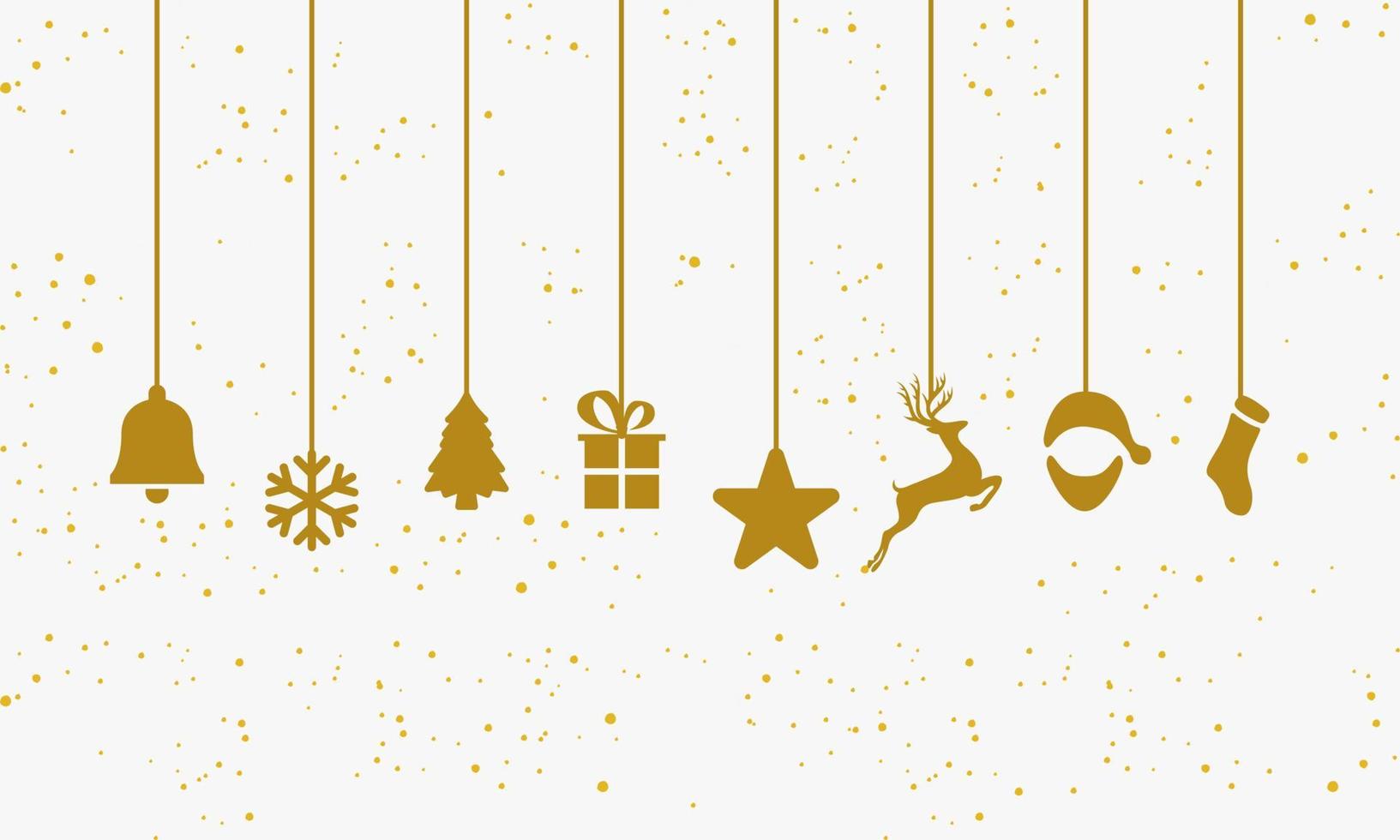 Ilustración de vector de diseño de color dorado de Navidad de decoración colgante.