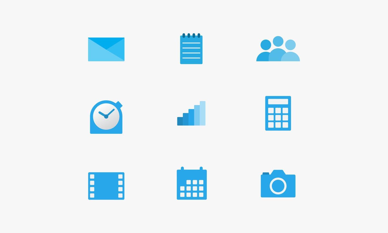 blue app icon set. graphic design flat vector. vector