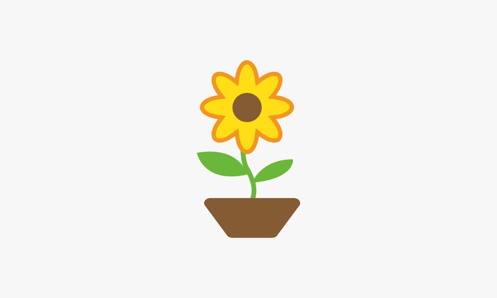 plant pot sunflower logo design vector. vector