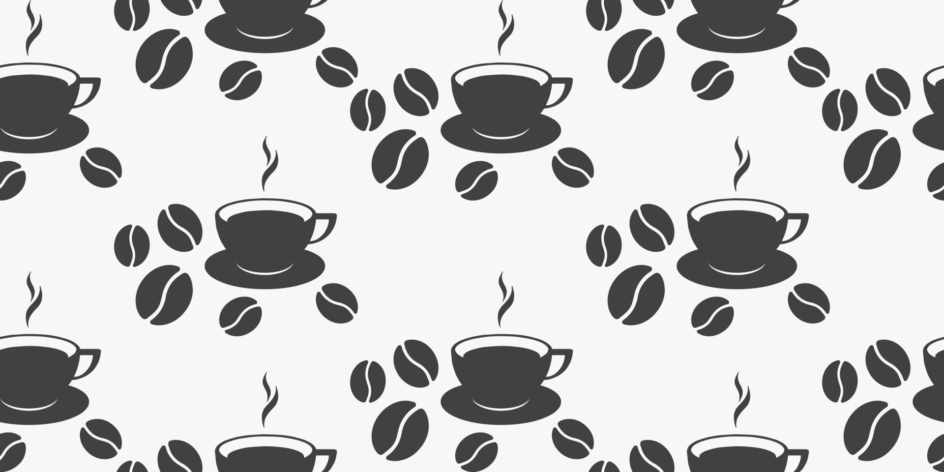 coffee cup with coffee bean pattern background. vector