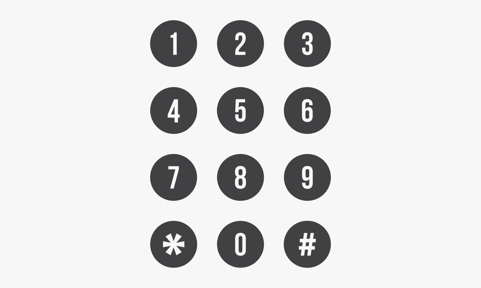 keypad circle number isolated on white background. vector