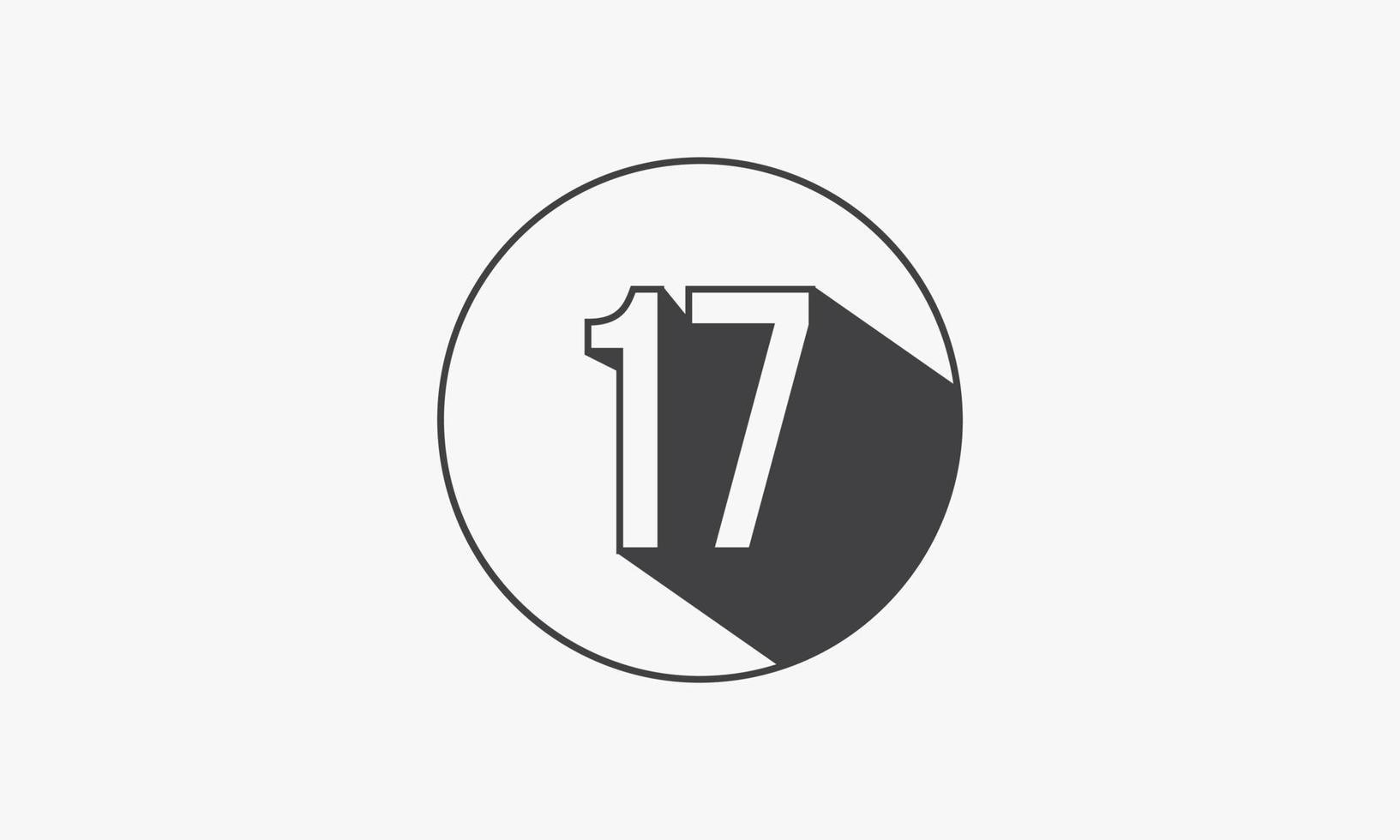 17 number circle line design flat vector. vector