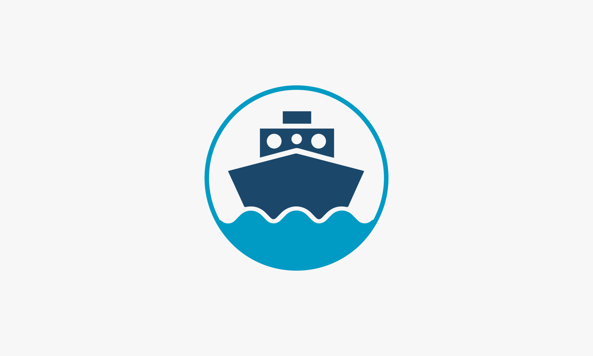 circle blue ship logo design concept. marine vector illustration