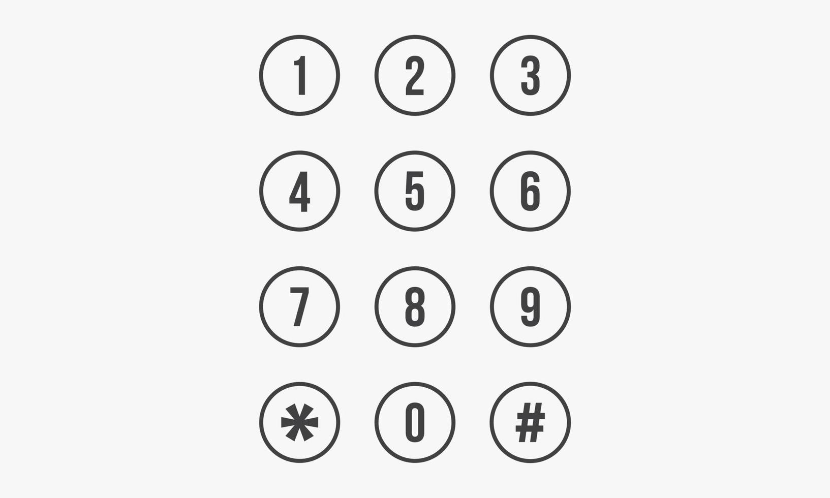 keypad number circle line design vector on white background.