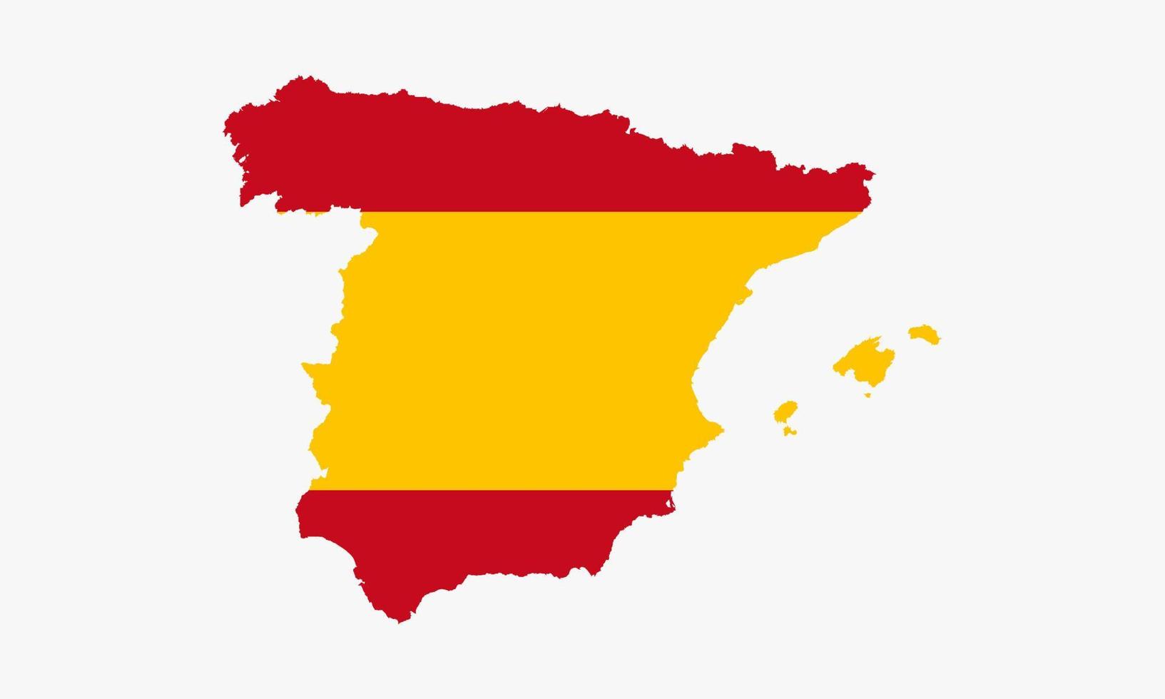 Diseño de vector de bandera de mapa de España sobre fondo blanco