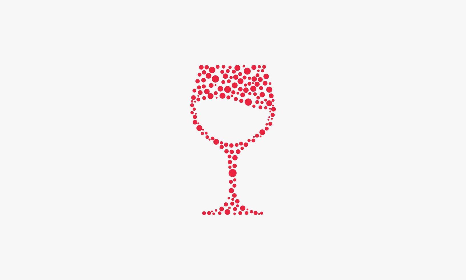 Ilustración de vector de diseño de copa de vino de punto de burbuja roja.
