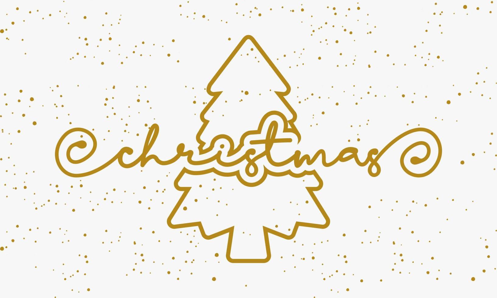 gold color pine tree with text  christmas background. vector