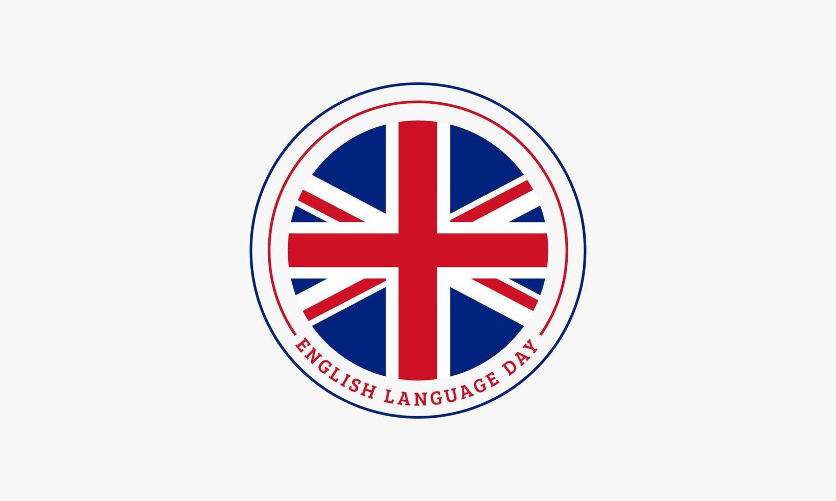 día de la lengua inglesa. círculo bandera ilustración vectorial en inglés. vector