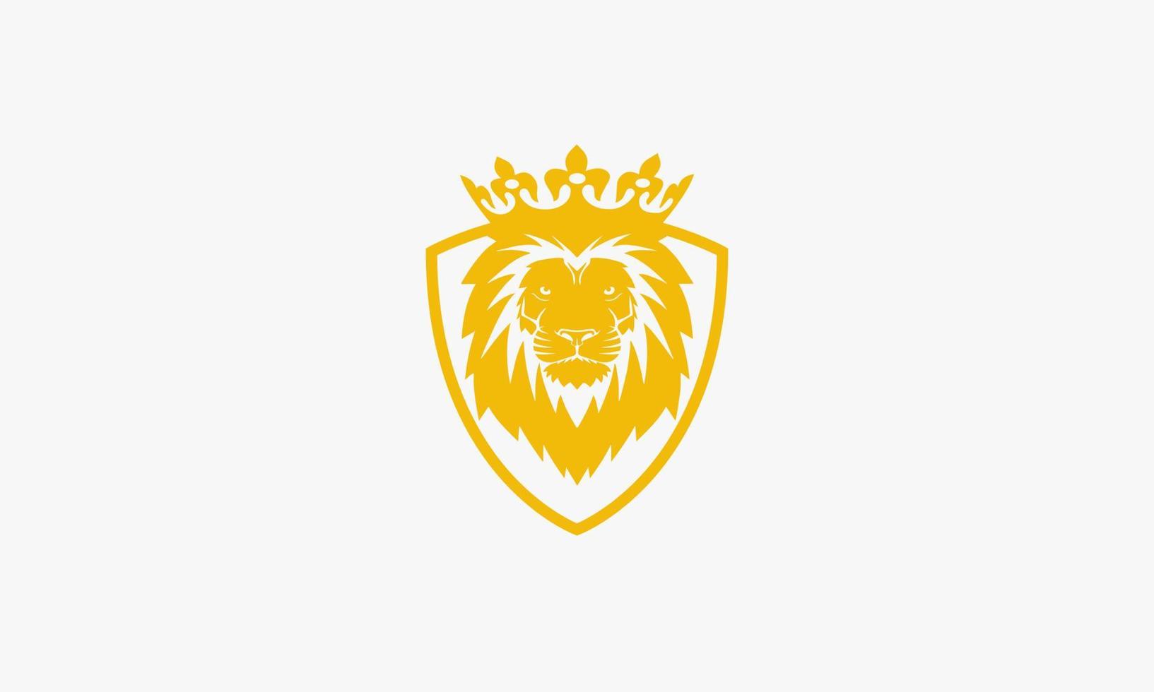 shield lion king crown logo. gold color graphic design vector. vector