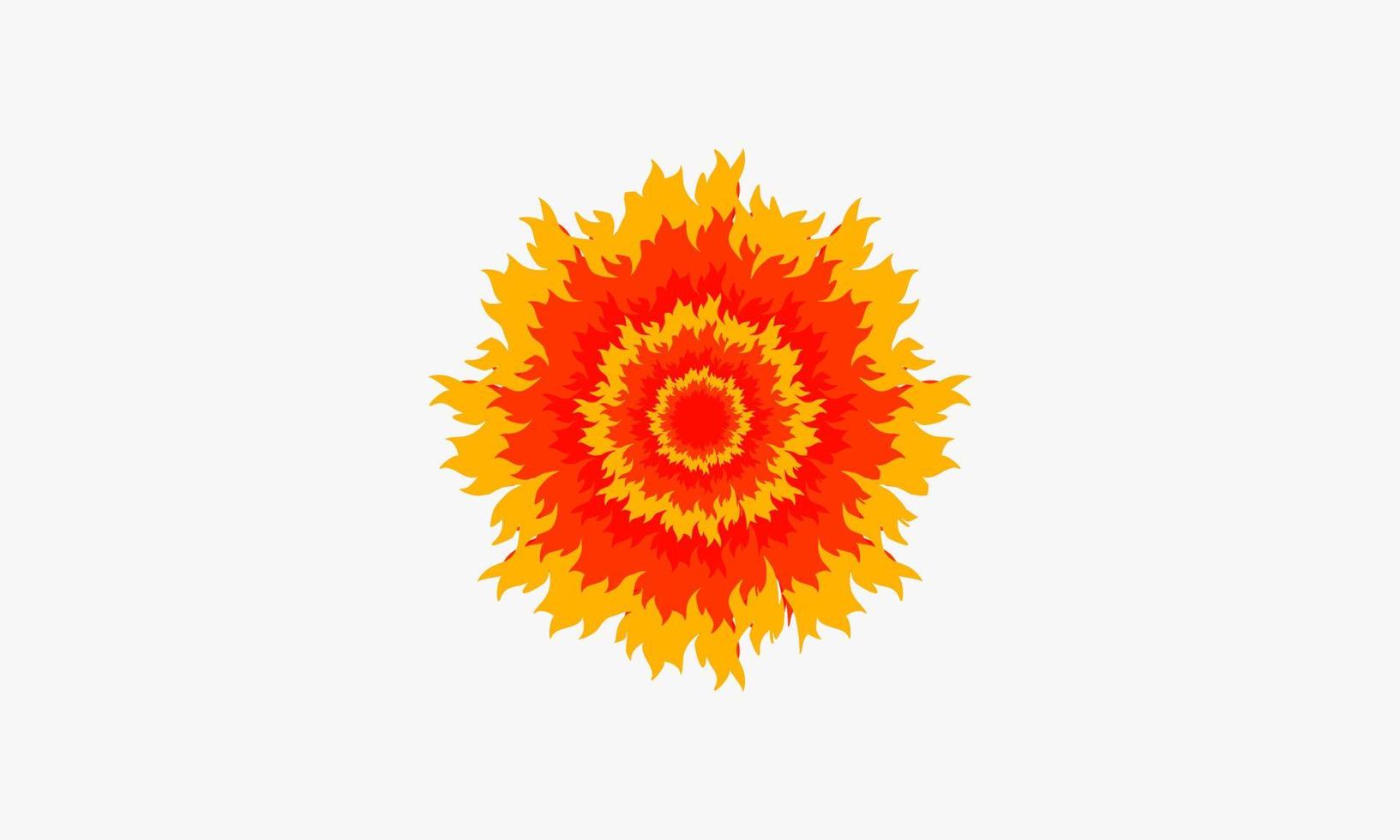 Ilustración de vector de flor de fuego sobre fondo blanco.