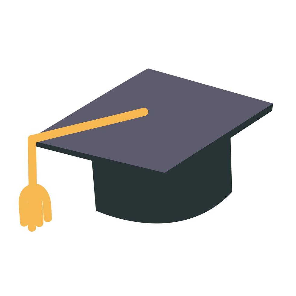 icono plano de sombrero de graduación vector