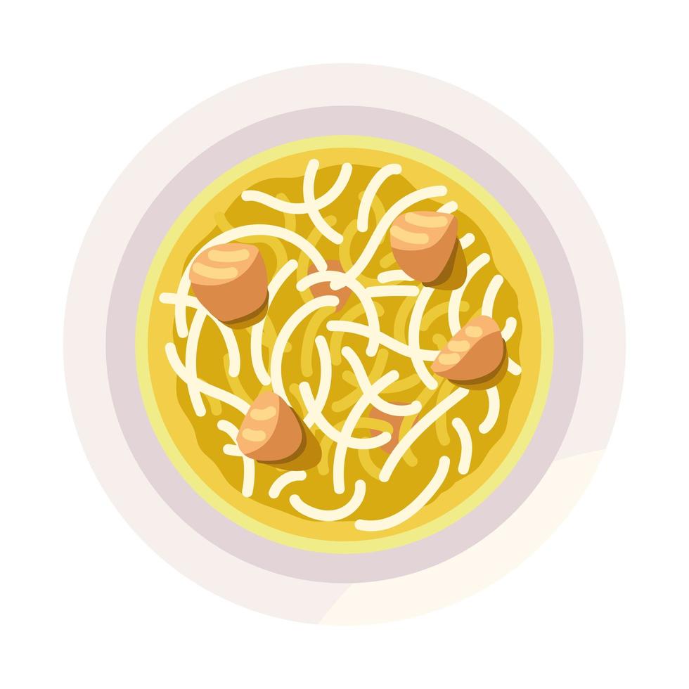 noodles with sausage vector