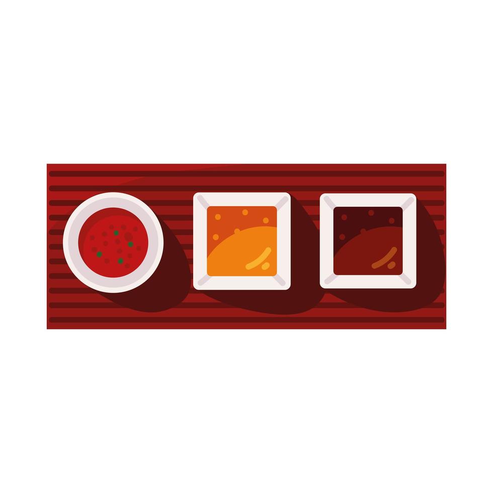 different sauces in bowls vector