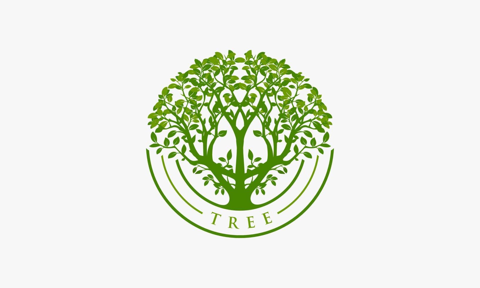 plantilla de diseño de logotipo de círculo de árbol frondoso. concepto de medio ambiente verde. vector