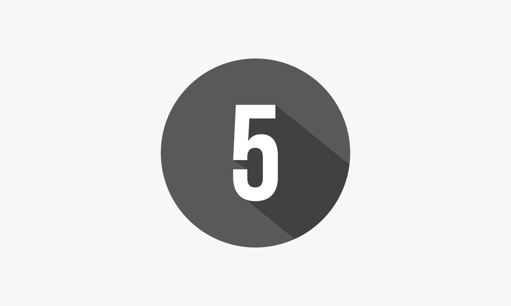 5 number with shadow isolated on white background. vector