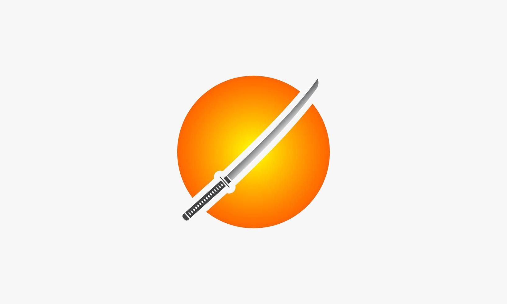 katana sword with sun logo. creative icon. vector illustration.